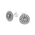 Ohrstecker Sylt Windrose 925 Silber oxydiert rund 12 mm