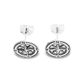 Ohrstecker Sylt Windrose 925 Silber oxydiert rund 12 mm
