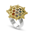 Ring silber Goldplattiert mit Synth Steinen