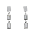 Mondrian-inspired earrings, light silverl white topas