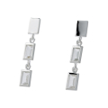 Mondrian-inspired earrings, light silverl white topas
