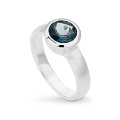 Ring Silber London blue Topas 7 mm rund fac