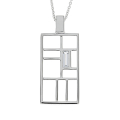 Anhänger nach Mondrian Silber hell 18 x 32 mm ohne Kette