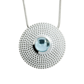 Anhänger Silber Dots blauer Topas 7 mm cab