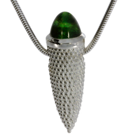 Anhänger Dots Amphore si grüner Turmalin 8 mm cab