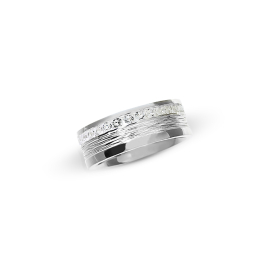 Ring Crease Silber 8 mm breit weißer Topas Kanalfassung