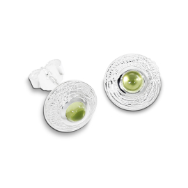 Ohrstecker Strandcores Silber Peridot 4 mm rund cab