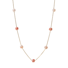 Halskette mit quadratischen Rosenkranzsteinen 38+3