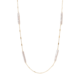 Halskette mit Kette und länglichen Perlen 55+3 cm