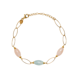Armband aus Aquamarin und Rosenquarz