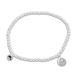 Armband Kugeln Silber 3 mm, Anker Silhuette