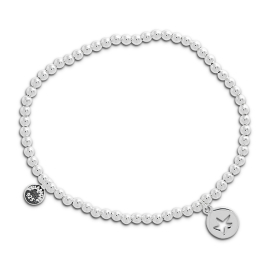 Armband Kugeln Silber 3 mm, Seestern Silhuette