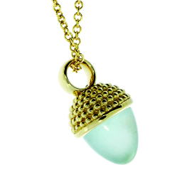 Anhänger Dots Eichel 585 Gold Aquamarin Kegel 8 mm cab