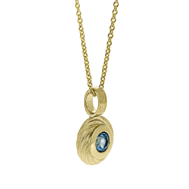 Anhänger Wave 585 Gold  blauer Topas 3 mm fac