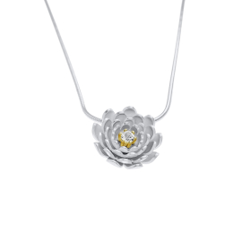 Anhänger Lotusblüte Silber hell rund 14 mm