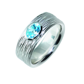 Ring Crease Silber blauerTopas 7x5 mm fac