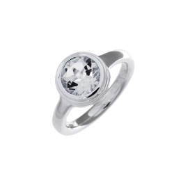 Ring Silber Crease Blossom Fassung weißerTopas 8 mm fac