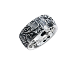 Ring Silber oxydiert Leaves 10 mmm