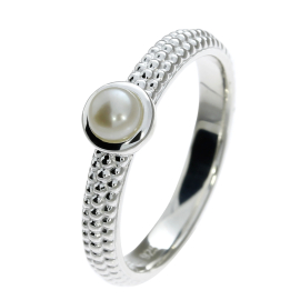 Ring Dots Silber 3mm mit Perle 4 mm rund cab