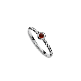 Ring Dots Silber 3 mm mit Granat 3 mm rund cab
