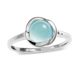 Ring Silber Aquamarin 7 mm rund cab