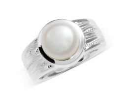 Ring Strandcores Silber Perle 10 mm rund
