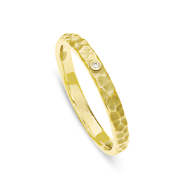 Ring Hammerschlag 585 Gelbgold Diamant 0,25 ct TWsi