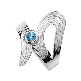 Ring Crease Schlaufe Silber 925 Swiss blue Topas 4 mm fac