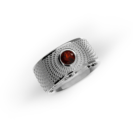 Ring Illusion Silber Granat 6 mm fac