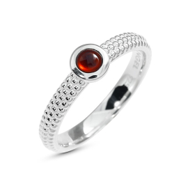 Ring Dots 3mm Silber Granat 4 mm rund cab