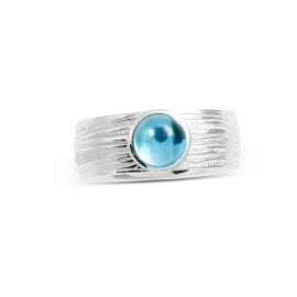 Ring Strandcores Silber hell Topas Blue Swiss 7 mm rund cab