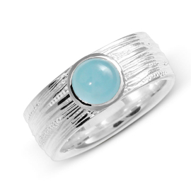 Ring Strandcores Silber Aquamarin 7 mm rund cab