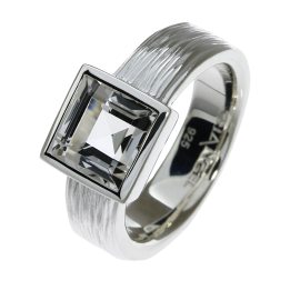 Ring Crease Silber weißerTopas 8x8 mm square fac
