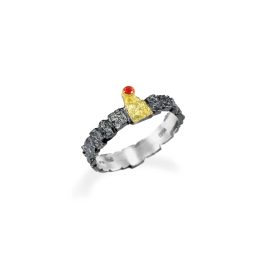 Ring Silber mit 750 Gelbgold