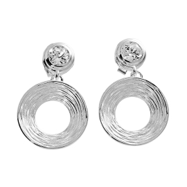 Ohrhänger Crease Circle rund 15 mm Silber hell
