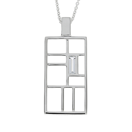 Anhänger nach Mondrian Silber hell 18 x 32 mm ohne Kette