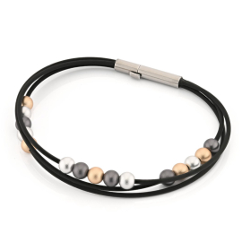 Armband Kautschuk schwarz/Alu silber