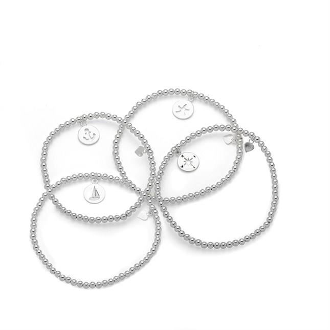 Armband Kugel 3 mm mit Anker-Motiv 19,5 cm