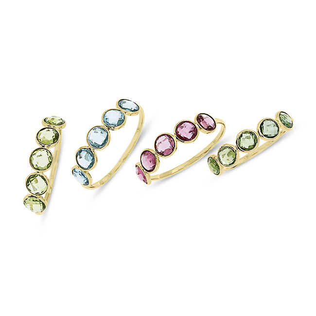 Ring Gold 585 Topas swiss blue 4 mm fac 5 Steine