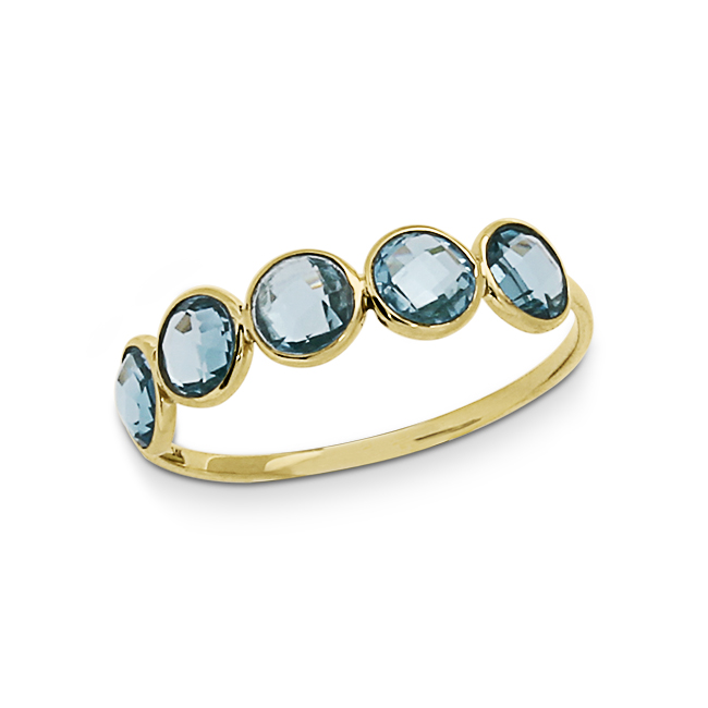 Ring Gold 585 Topas swiss blue 4 mm fac 5 Steine