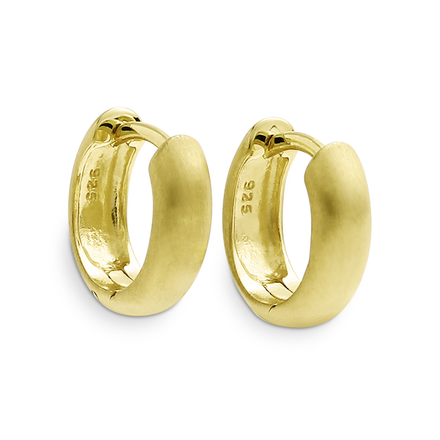 Creole oval mit Scharnier  925 Silber matt gold-plattiert 13 x 11mm