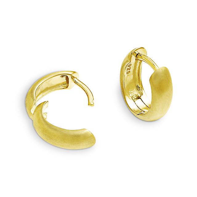 Creole oval mit Scharnier  925 Silber matt gold-plattiert 13 x 11mm