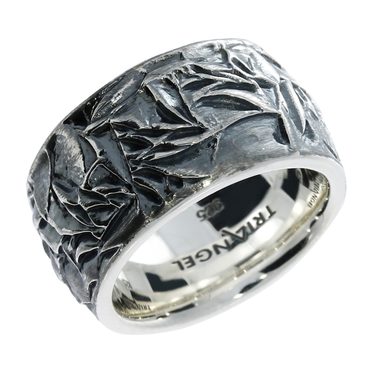 Ring Leaves Silber oxydiert, 12 mm