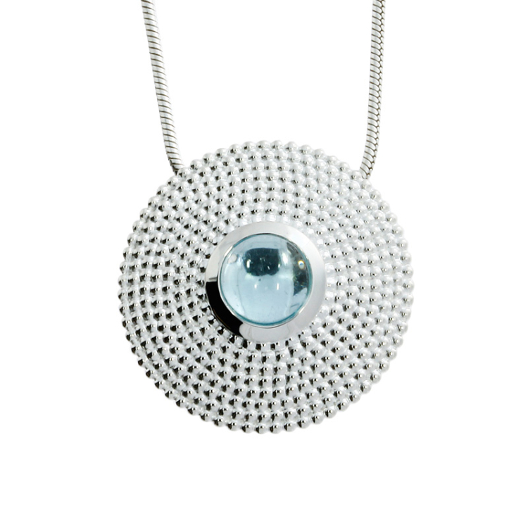 Anhänger Silber Dots blauer Topas 7 mm cab