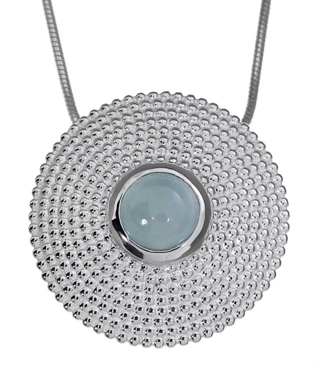 Anhänger Silber Dots Aquamarin 7 mm cab