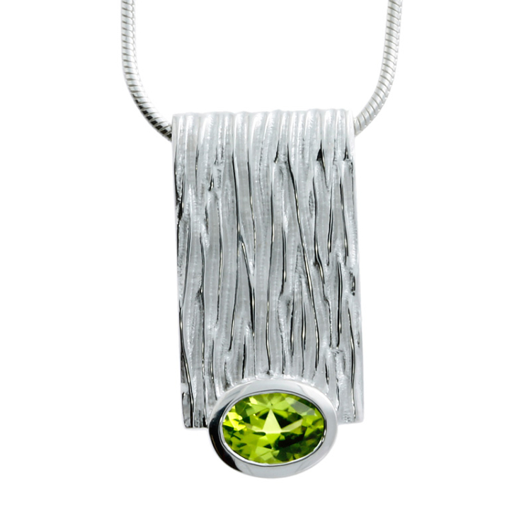 Anhänger Crease Silber 24 x13 mm Peridot 5x7 mm oval fac