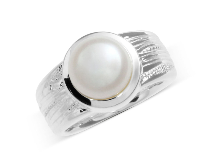 Ring Strandcores Silber Perle 10 mm rund 