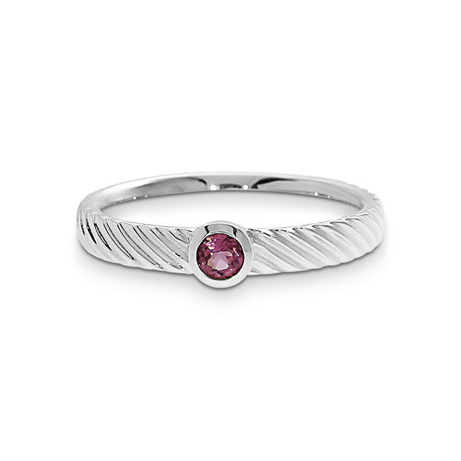 Ring Silber Waves pink Turmalin 3 mm rund fac