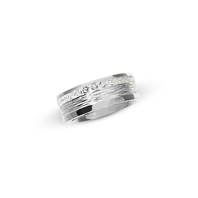 Ring Crease Silber 8 mm breit weißer Topas Kanalfassung 