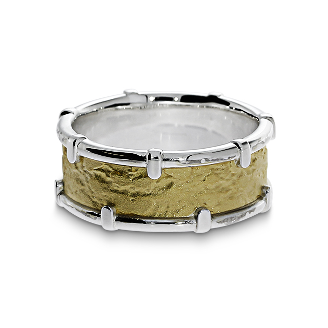 Ring Silber teilvergoldet Breite 7 mm